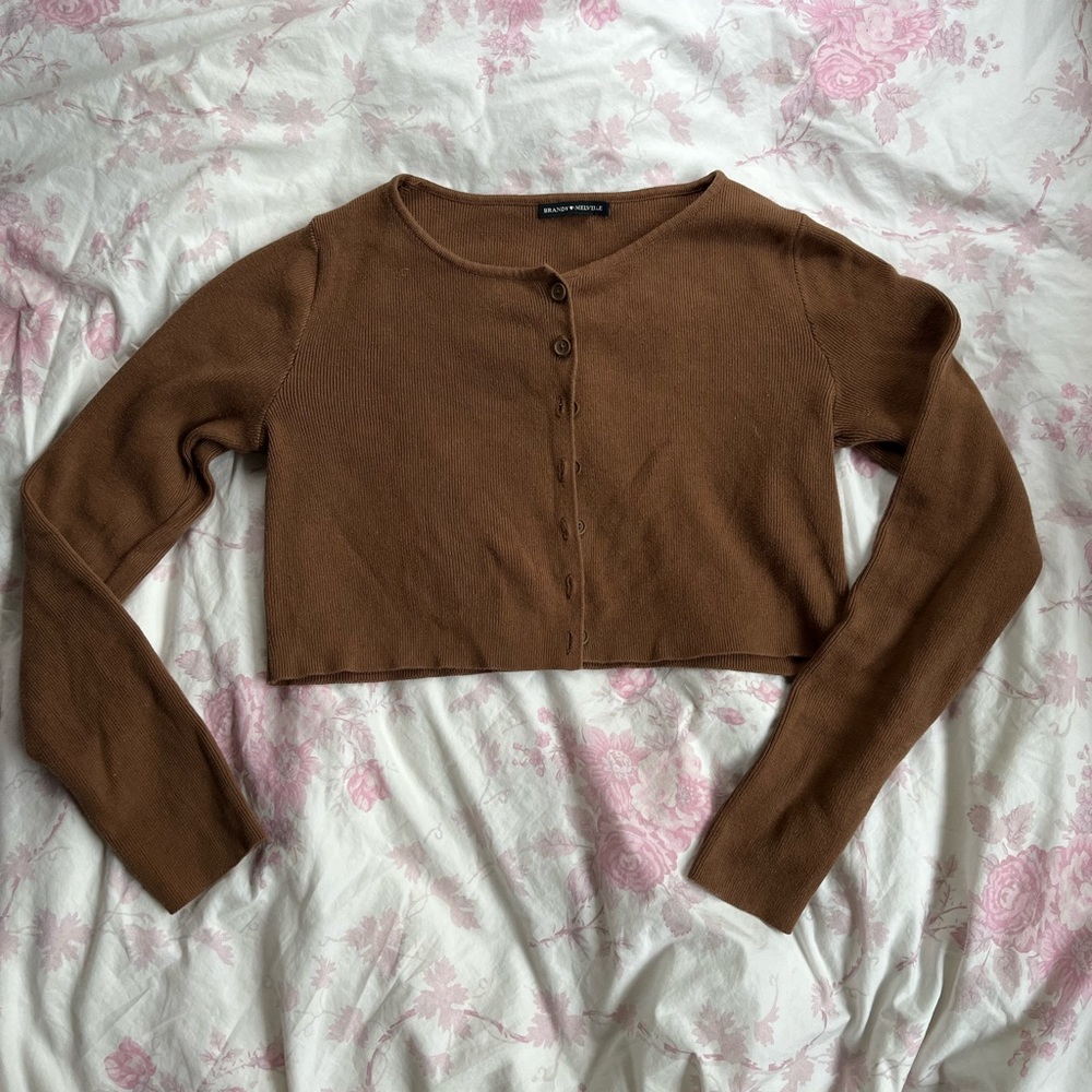 SOLD!!!!!! Brown Brandy Melville Cropped Cardigan/Sweater